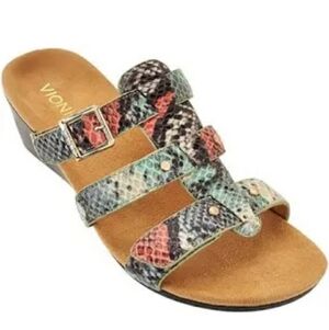 Vionic Orthotic Radia Sandals In Green SnakeSkin Women's Size 8